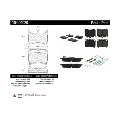 Centric Parts Disc Brake Pad Set Posi Quiet with Scorched and Shimmed 104.04020