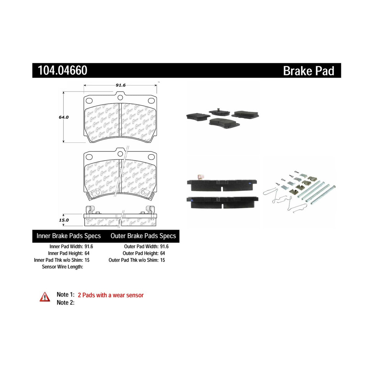 Centric Parts Disc Brake Pad Set 104.04660