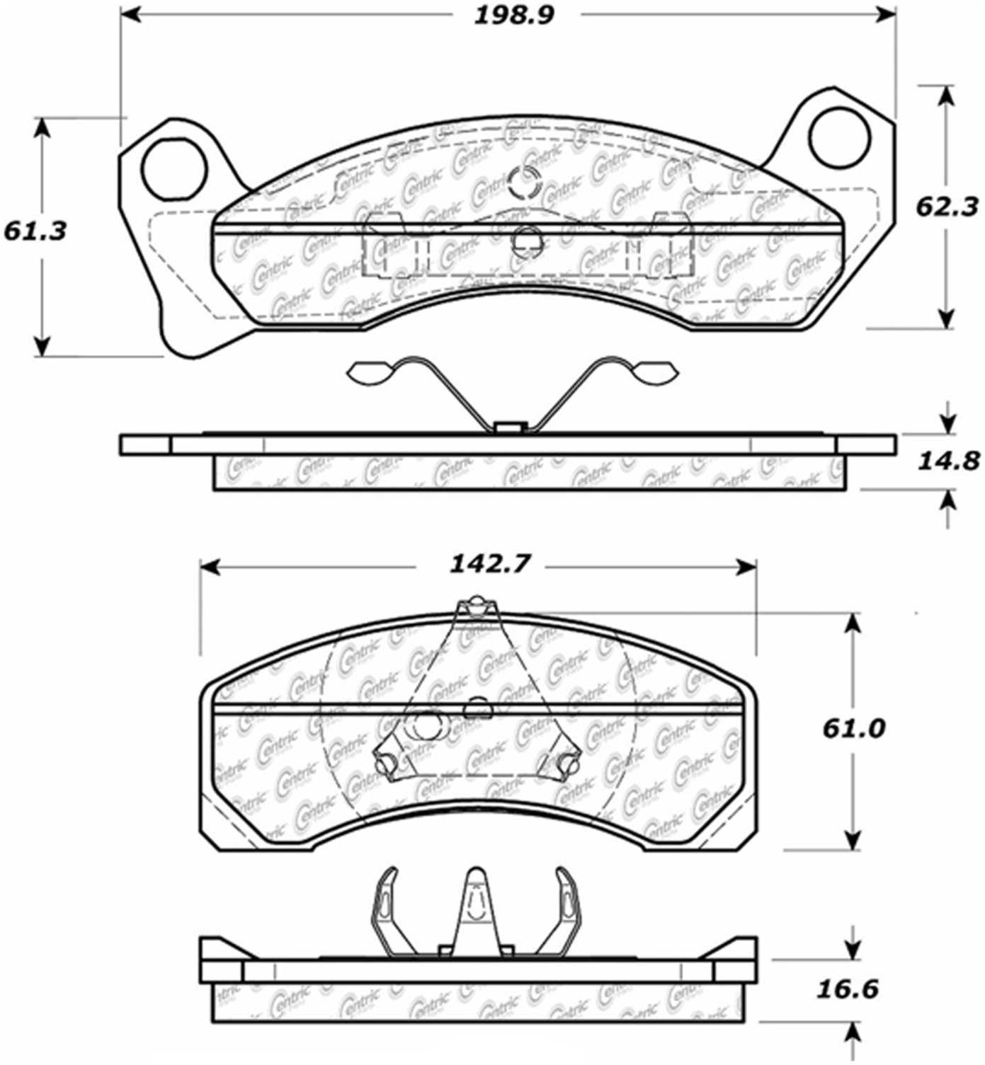 Centric Parts Disc Brake Pad Set Posi Quiet with Noise & Vibration Elimination 104.04990