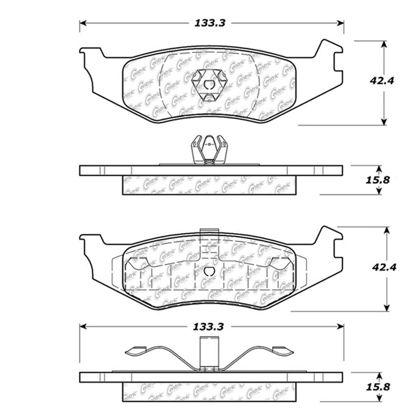 Centric Parts Disc Brake Pad Set Semi-Metallic Posi Quiet 104.05120