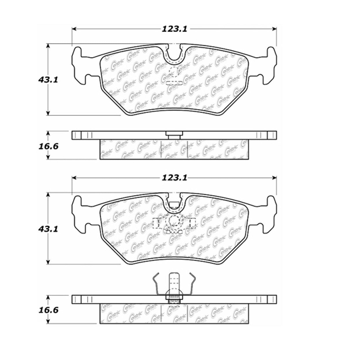 Centric Parts Disc Brake Pad Set Semi-Metallic with Posi Quiet for 1990-1994 Jaguar Vanden Plas XJ6 XJ12 XJRS XJS 104.05170