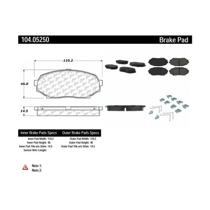 Centric Parts Disc Brake Pad Set Semi-Metallic Posi Quiet for 1993-1990 Geo Storm Mazda Miata 104.05250