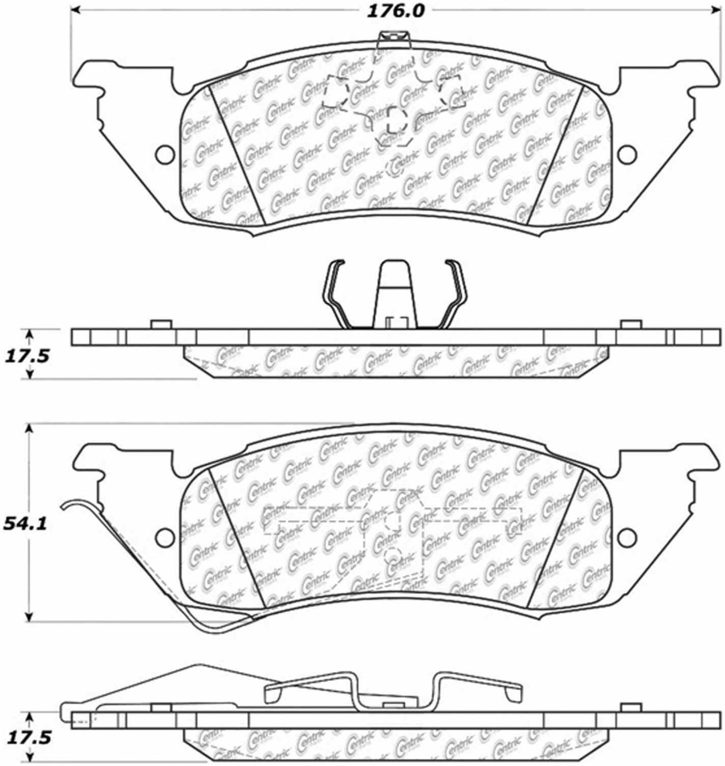 Centric Parts Disc Brake Pad Set Semi-Metallic Posi Quiet with Hardware for 1991-1998 Dodge Dakota 104.05290