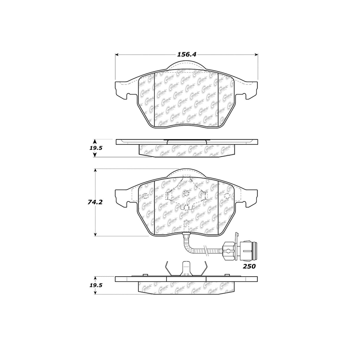 Centric Parts Disc Brake Pad Set Semi-Metallic with Posi Quiet for Audi A8 2000-1997, A8 Quattro 2000-1997, RS4 2002 104.05552