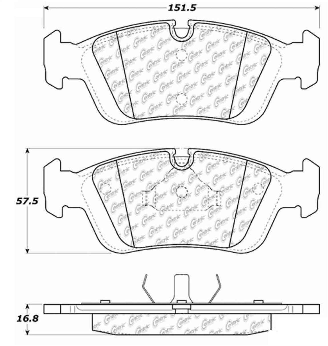 Centric Parts Disc Brake Pad Set Posi Quiet Semi-Metallic with Hardware for 1992-1996 BMW 318i/318is, 1992-1994 BMW 325i/325is 104.05581