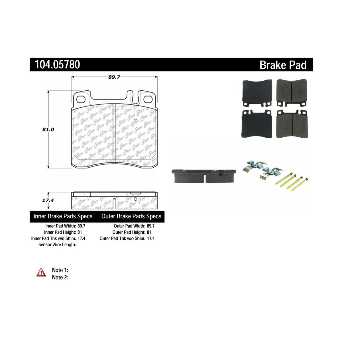 Centric Parts Disc Brake Pad Set Semi-Metallic Posi Quiet for 1992-1994 Mercedes-Benz 300SD 300SE S320 S350 104.05780
