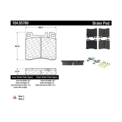 Centric Parts Disc Brake Pad Set Semi-Metallic Posi Quiet for 1992-1994 Mercedes-Benz 300SD 300SE S320 S350 104.05780