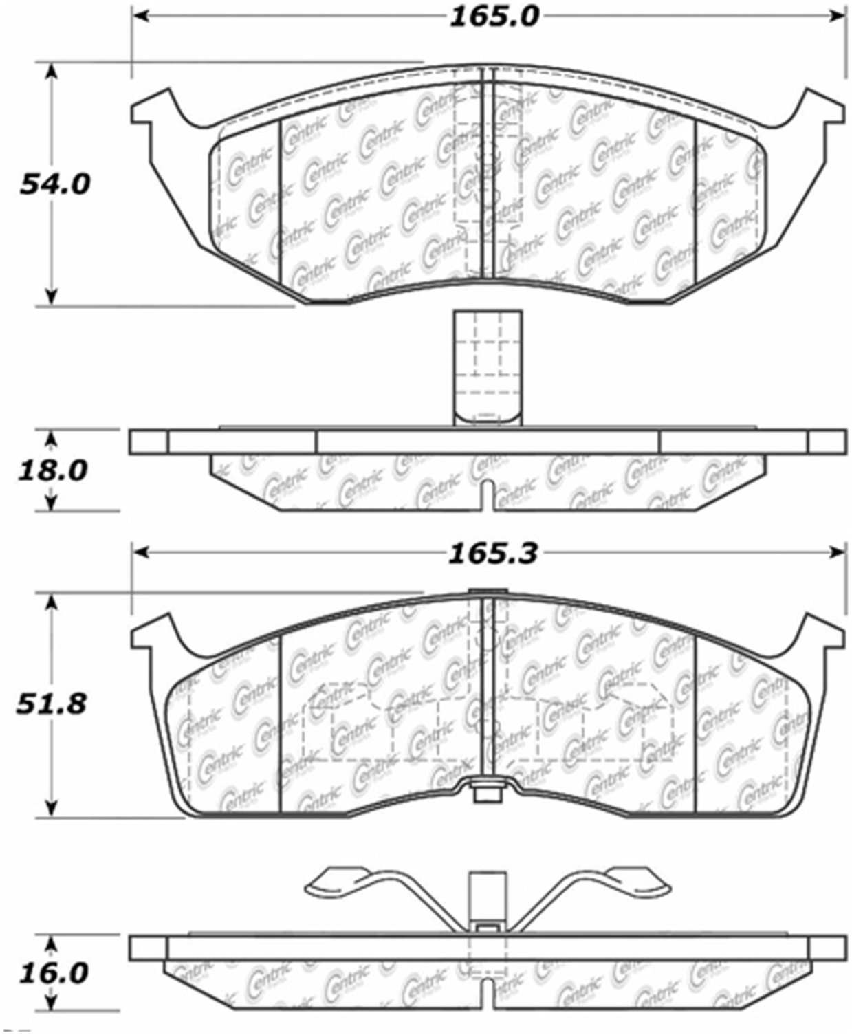 Centric Parts Disc Brake Pad Set Semi-Metallic Posi Quiet for 1993-2002 Chrysler Concorde, Grand Voyager, Intrepid, LHS, New Yorker, Prowler, Town & Country, Voyager, Dodge Caravan, Grand Caravan, Intrepid, Eagle 104.05910