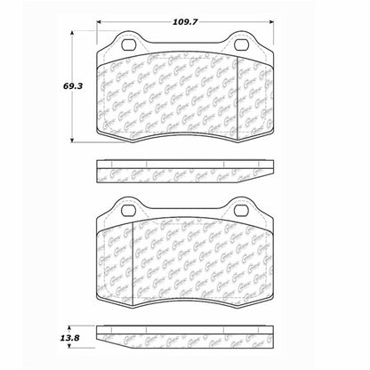 Centric Parts Disc Brake Pad Set Posi Quiet Semi-Metallic for 2000-2005 Aston Martin DB7, Jaguar S-Type, Vanden Plas, XJR, XKR, Lotus Esprit, Volvo S60/V70 104.05921