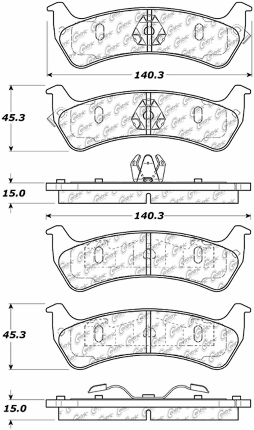 Centric Parts Disc Brake Pad Set Semi-Metallic with Posi Quiet for 2001-2005 Ford Explorer Sport Trac Jeep Grand Cherokee Grand Wagoneer 104.06250