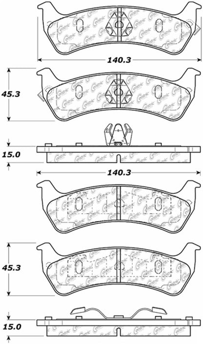 Centric Parts Disc Brake Pad Set Semi-Metallic with Posi Quiet for 2001-2005 Ford Explorer Sport Trac Jeep Grand Cherokee Grand Wagoneer 104.06250