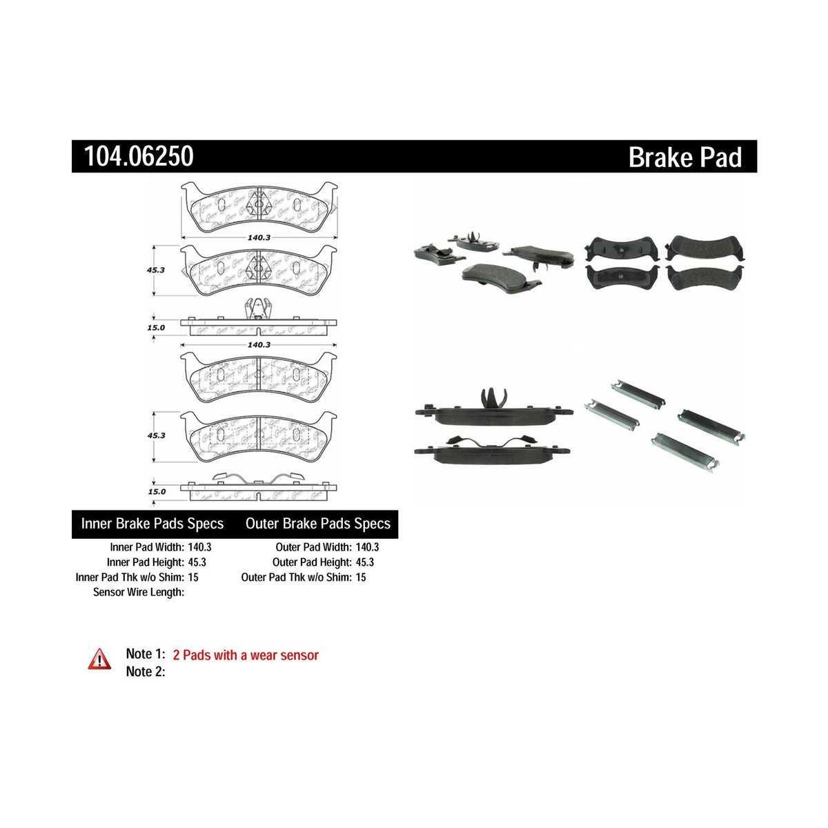 Centric Parts Disc Brake Pad Set Semi-Metallic with Posi Quiet for 2001-2005 Ford Explorer Sport Trac Jeep Grand Cherokee Grand Wagoneer 104.06250