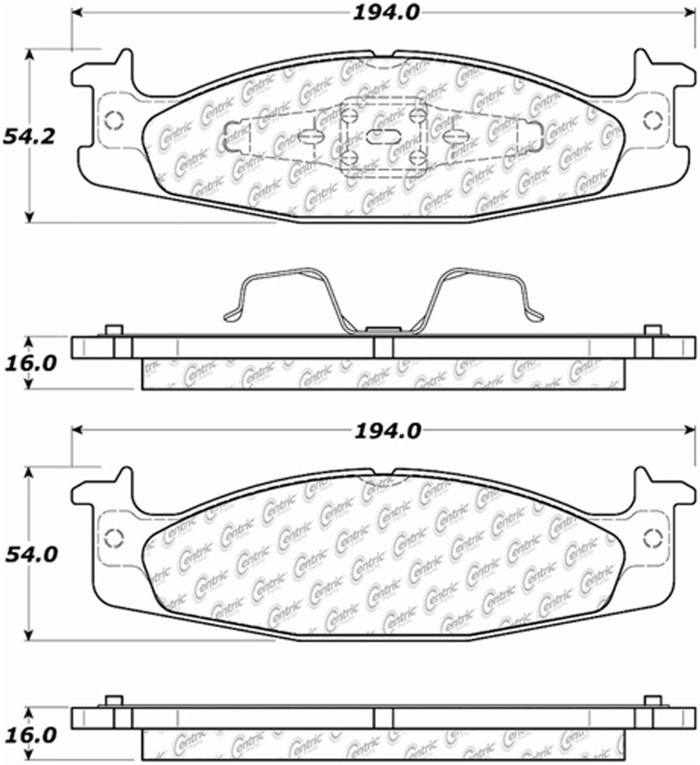 Centric Parts Disc Brake Pad Set Semi-Metallic Posi Quiet for 1994-1996 Ford Bronco, E-150 1994-2003 104.06320