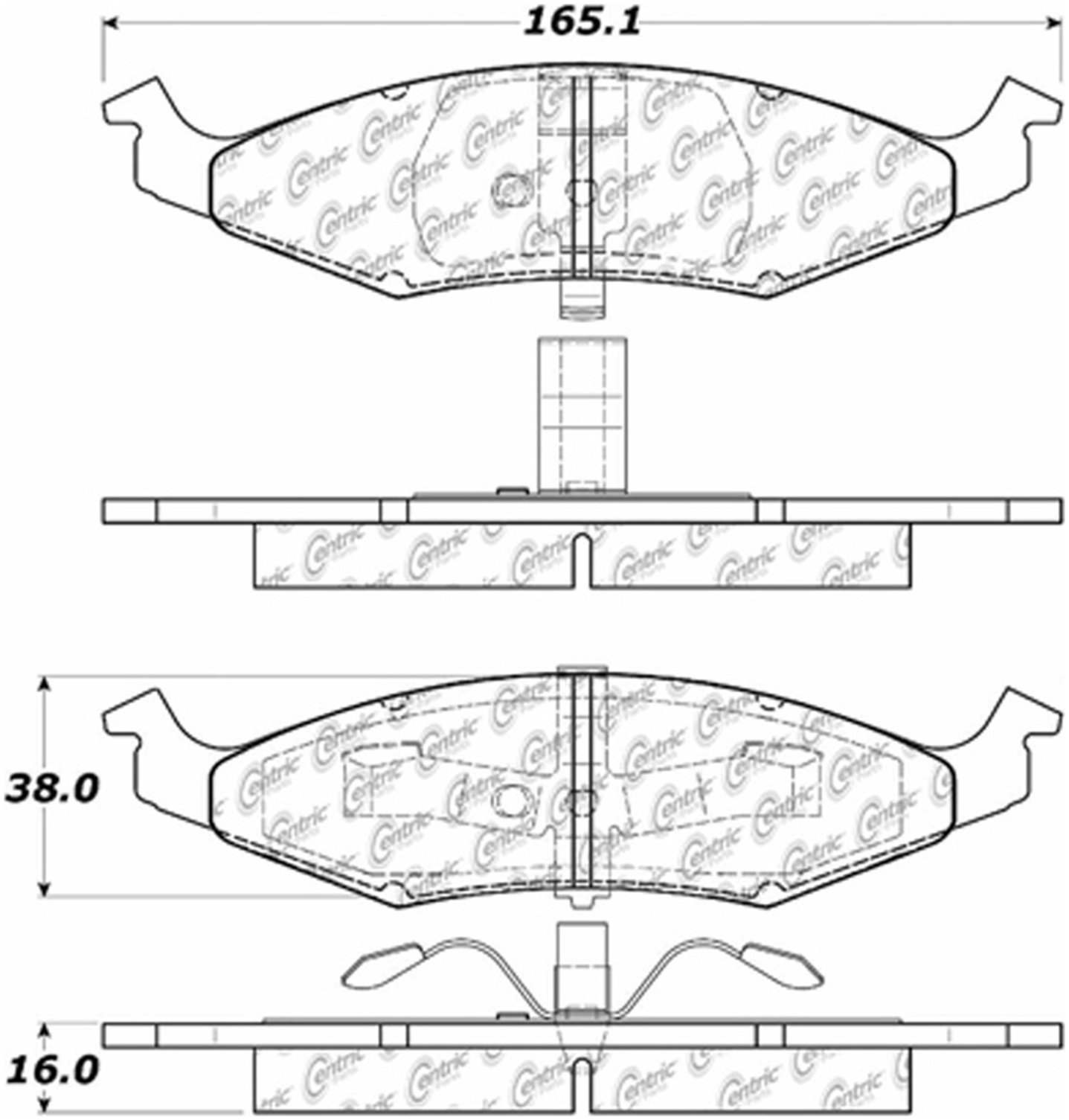 Centric Parts Disc Brake Pad Set Semi-Metallic with Posi Quiet for 1995-1996 Dodge Neon Plymouth Neon 104.06330