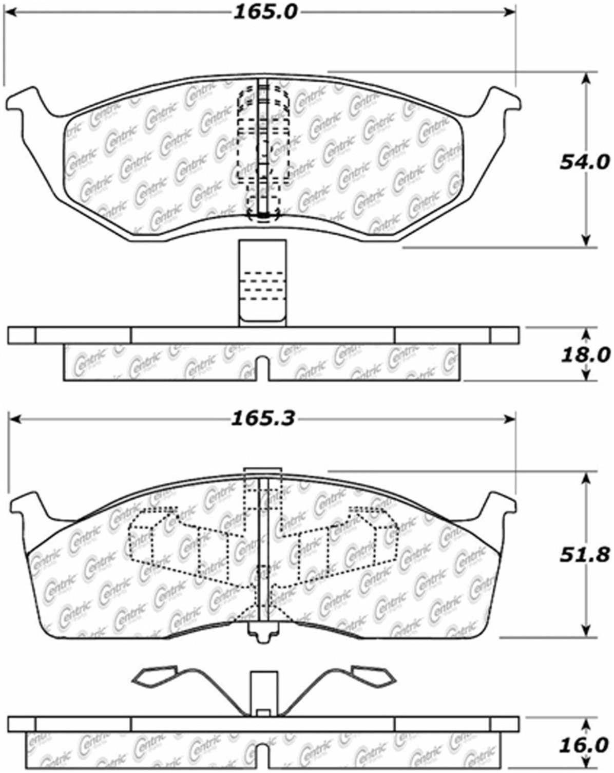 Centric Parts Disc Brake Pad Set Semi-Metallic with Posi Quiet for 2000-2005 Chrysler Neon Dodge Neon Plymouth 104.06420
