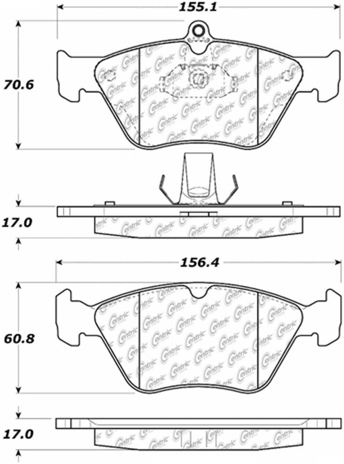 Centric Parts Disc Brake Pad Set Semi-Metallic with Posi Quiet for 1994-1996 Saab 900 104.06440
