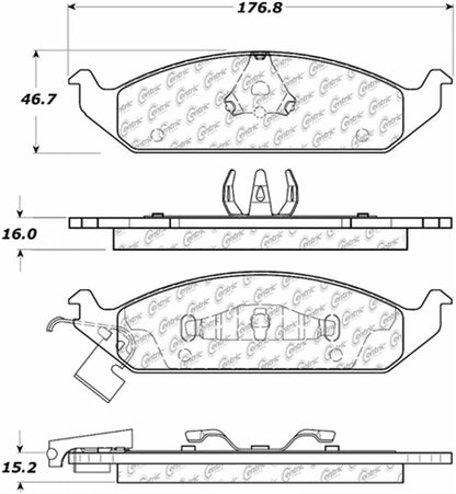 Centric Parts Disc Brake Pad Set Semi-Metallic with Posi Quiet for 2000-1995 Chrysler Cirrus, 2000-1996 Sebring, 2000-1995 Dodge Stratus, 2000-1996 Plymouth Breeze 104.06500