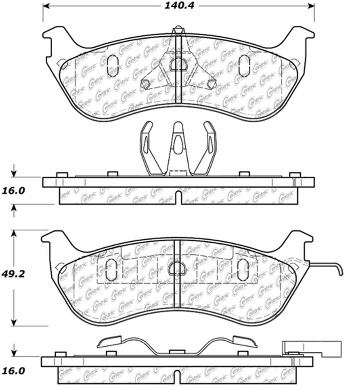 Centric Parts Disc Brake Pad Set Semi-Metallic with Posi Quiet for 1996-2002 Ford Crown Victoria Lincoln Town Car Mercury Grand Marquis 104.06740