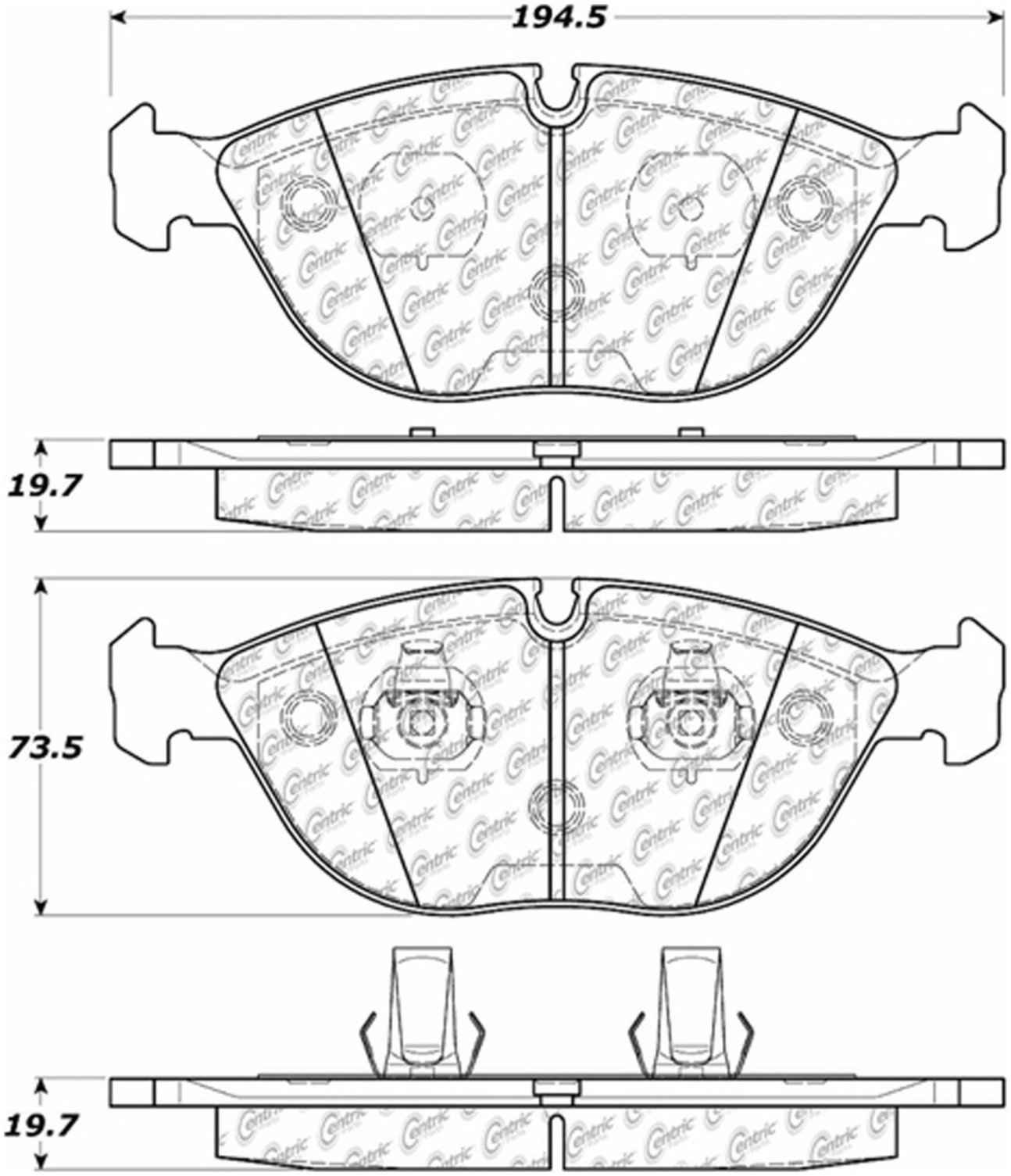 Centric Parts Disc Brake Pad Set Semi-Metallic Posi Quiet for 2000-2006 Audi TT Quattro, Bentley Arnage, BMW 750iL