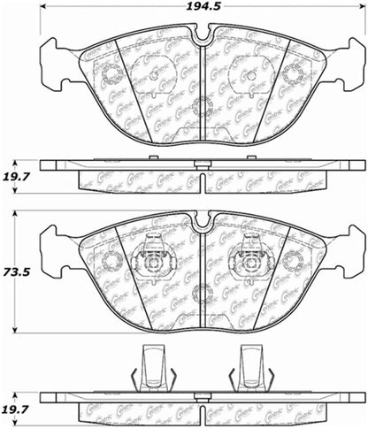 Centric Parts Disc Brake Pad Set Semi-Metallic Posi Quiet for 2000-2006 Audi TT Quattro, Bentley Arnage, BMW 750iL