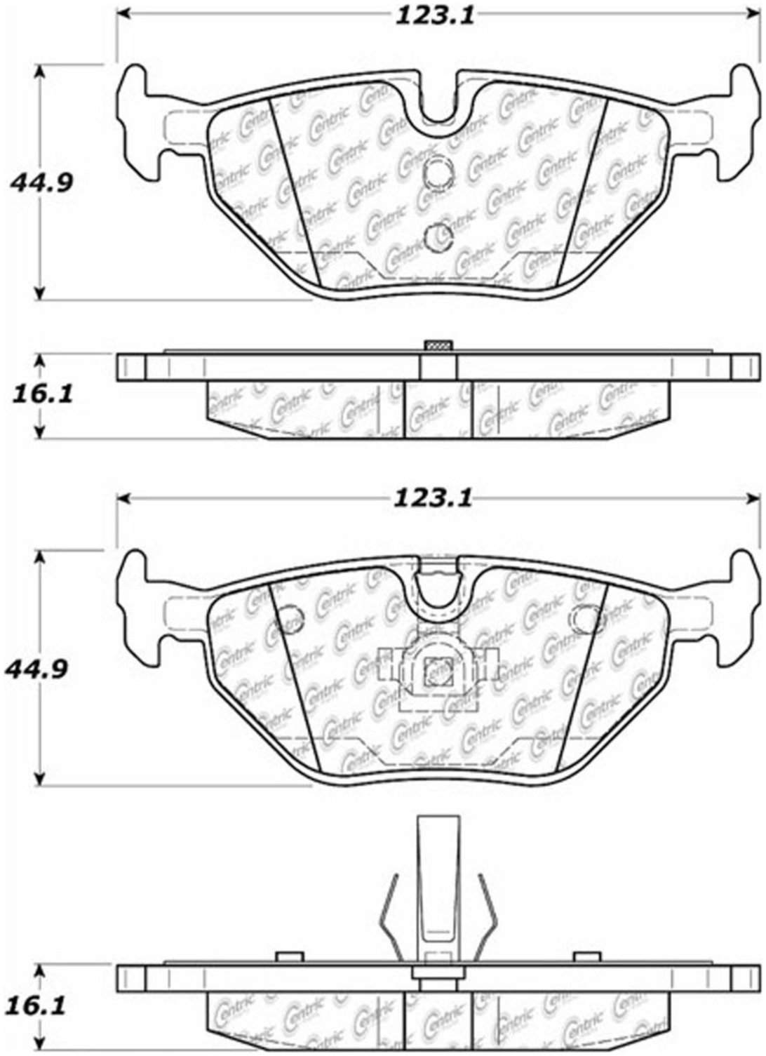 Centric Parts Disc Brake Pad Set Semi-Metallic Posi Quiet for BMW 318i-328i 1992-2005 104.06920
