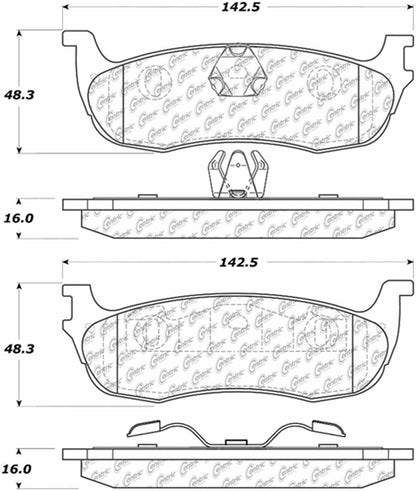 Centric Parts Disc Brake Pad Set Semi-Metallic with Posi Quiet for 2002-1997 Ford Expedition, 2003-1999 F‑150 104.07110