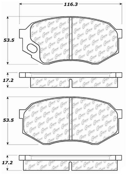 Centric Parts Disc Brake Pad Set Semi-Metallic with Posi Quiet for 1996-2004 Mitsubishi Fuso FE, FE-HD 104.07350