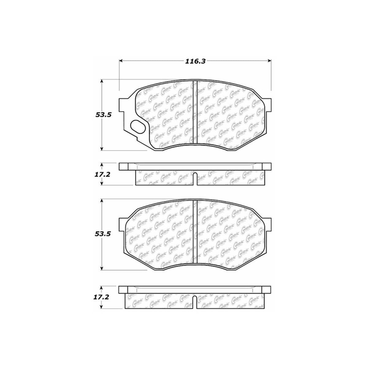 Centric Parts Disc Brake Pad Set Semi-Metallic with Posi Quiet for 1996-2004 Mitsubishi Fuso FE, FE-HD 104.07350