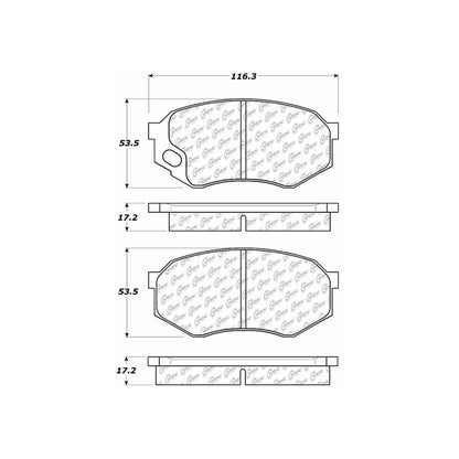 Centric Parts Disc Brake Pad Set Semi-Metallic with Posi Quiet for 1996-2004 Mitsubishi Fuso FE, FE-HD 104.07350
