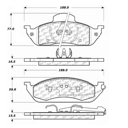Centric Parts Disc Brake Pad Set Semi-Metallic with Posi Quiet for 1998-2005 Mercedes-Benz ML320 ML350 ML430 104.07600