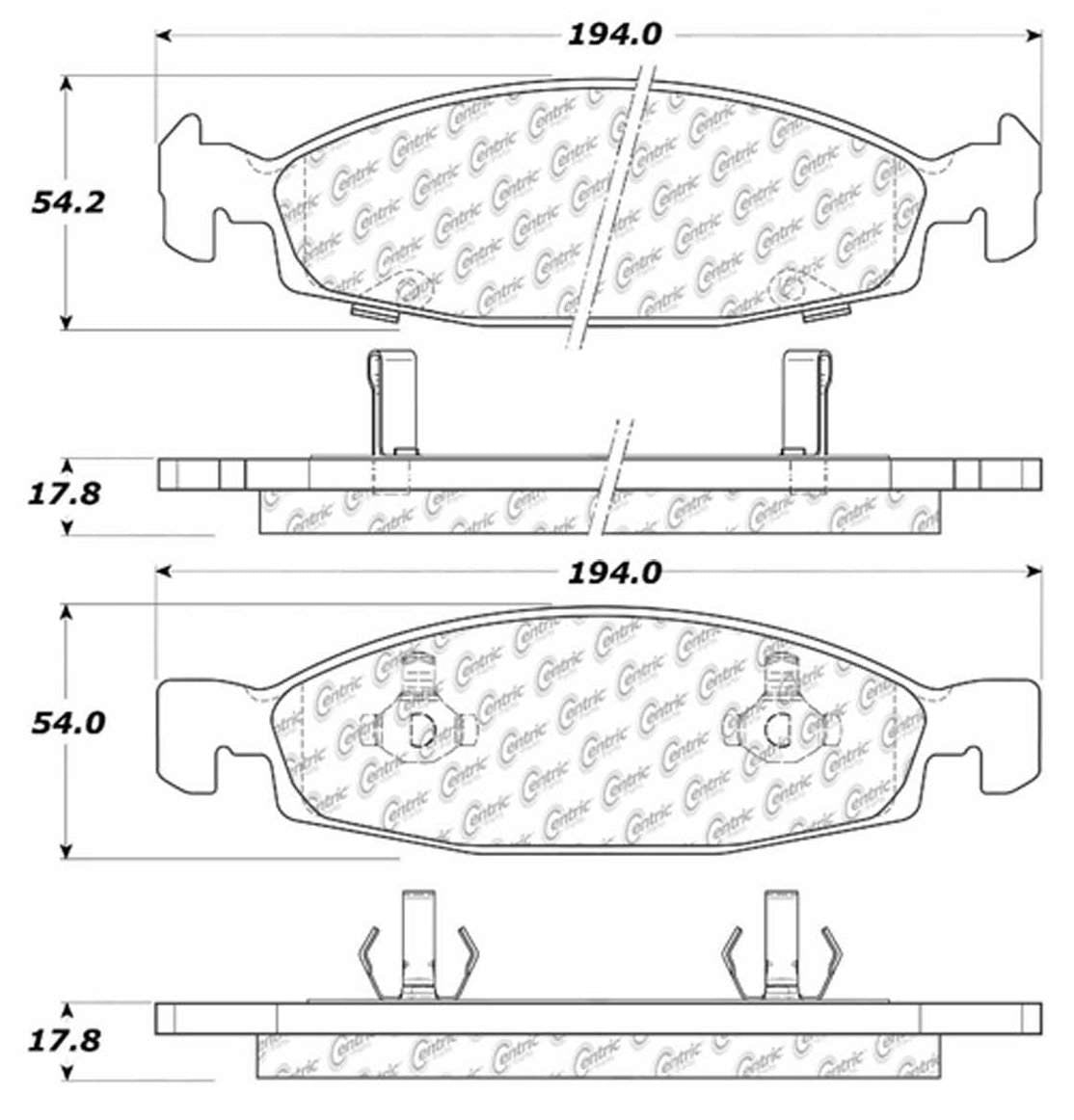 Centric Parts Disc Brake Pad Set Semi-Metallic with Posi Quiet for 1999-2002 Jeep Grand Cherokee 104.07900