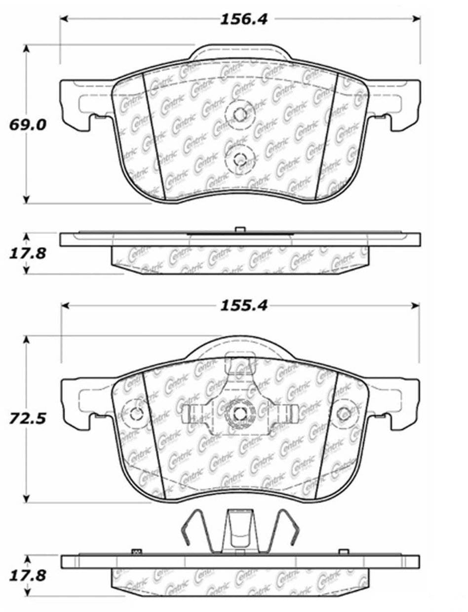 Centric Parts Disc Brake Pad Set Posi Quiet Semi-Metallic with Hardware for 2005-2009 Volvo C70 S60 V70 XC70 104.07940