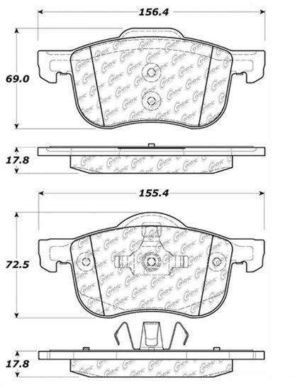 Centric Parts Disc Brake Pad Set Posi Quiet Semi-Metallic with Hardware for 2005-2009 Volvo C70 S60 V70 XC70 104.07940