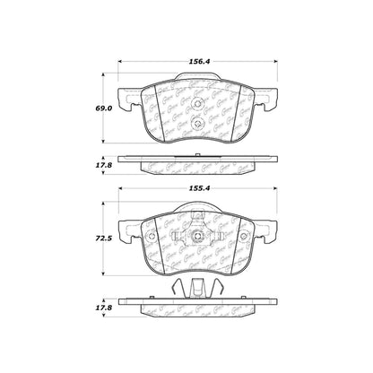 Centric Parts Disc Brake Pad Set Posi Quiet Semi-Metallic with Hardware for 2005-2009 Volvo C70 S60 V70 XC70 104.07940