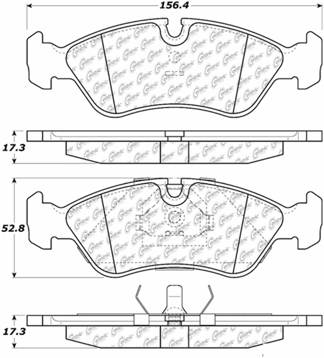 Centric Parts Disc Brake Pad Set Semi-Metallic Brake Pads with Hardware for 1999-2002 Daewoo Lanos 104.07960