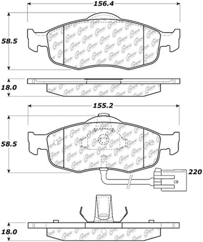 Centric Parts Disc Brake Pad Set Semi-Metallic with Posi Quiet for 2000-1998 Ford Contour 2002-1999 Mercury Cougar 2000-1998 Mystique 104.08010