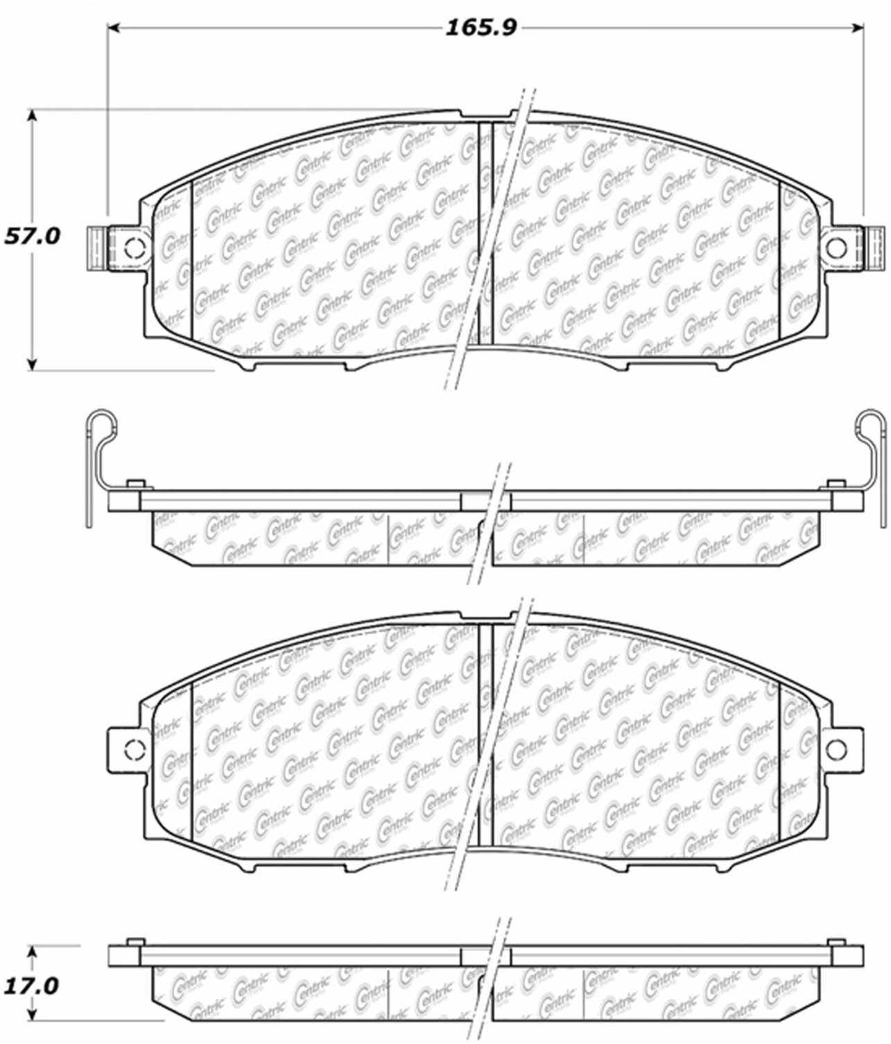 Centric Parts Disc Brake Pad Set Semi-Metallic with Posi Quiet for 2003-2004 Nissan Frontier Xterra 104.08300