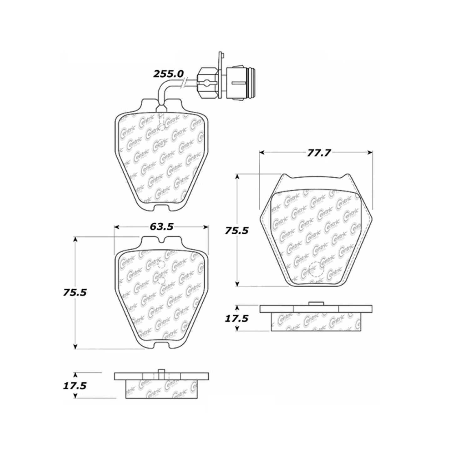 Centric Parts Disc Brake Pad Set Semi-Metallic with Posi Quiet for Audi A8 2000, A8 Quattro 2003-2000, S6 2001, S6 2004 104.08391