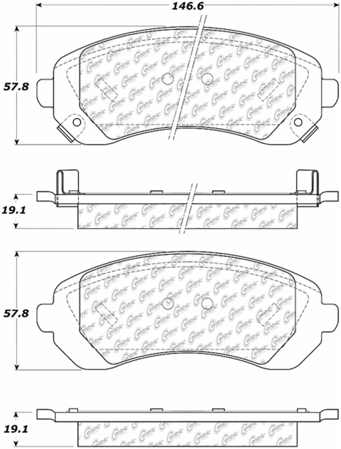 Centric Parts Disc Brake Pad Set Semi-Metallic with Posi Quiet for 2002-2007 Buick Rendezvous, 2002-2004 Chevrolet Venture, 2002-2004 Oldsmobile Silhouette, 2001-2005 Pontiac Aztek, 2002-2004 Montana 104.08440