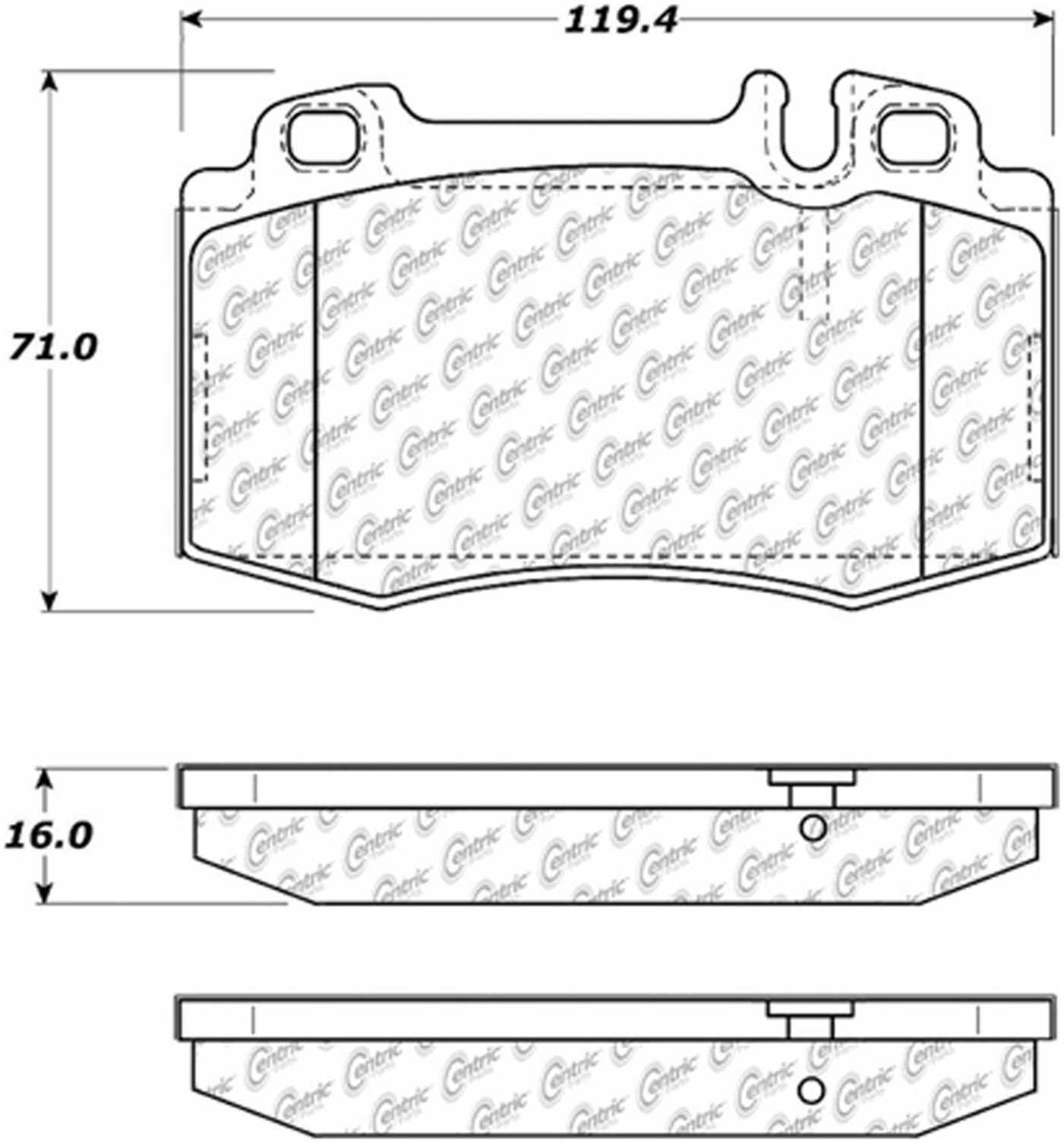 Centric Parts Disc Brake Pad Set Semi-Metallic Posi Quiet for 2002-2011 Mercedes-Benz C32 AMG, C55 AMG, C350, CLK55 AMG, CLK500, CLK550, SLK55 AMG 104.08471