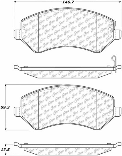 Centric Parts Disc Brake Pad Set Semi-Metallic Posi Quiet for 2001-2008 Chrysler Town & Country, Dodge Caravan, Jeep Liberty 104.08560