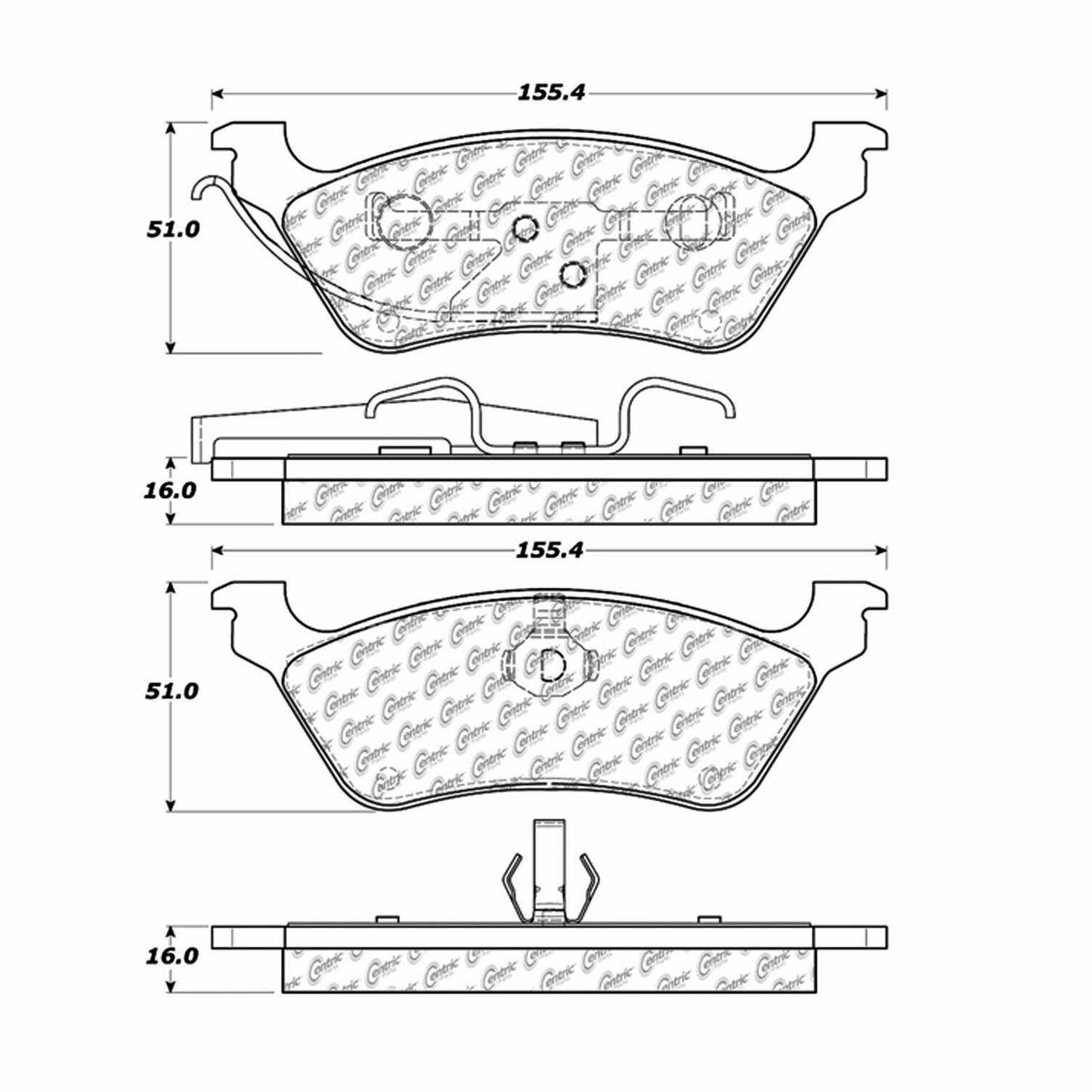 Centric Parts Disc Brake Pad Set Semi-Metallic Posi Quiet for 2001-2007 Chrysler Town & Country, Dodge Caravan 104.08580