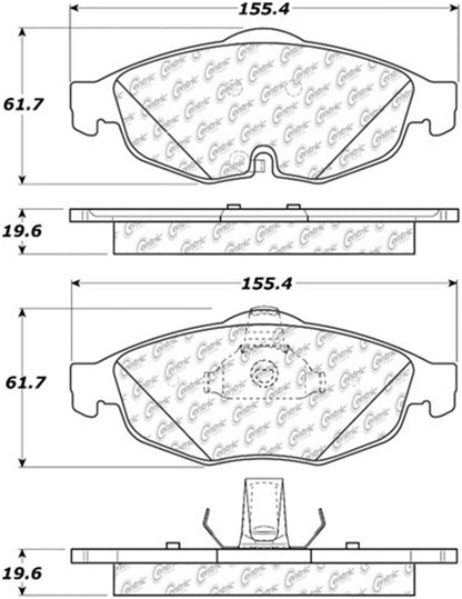 Centric Parts Disc Brake Pad Set Semi-Metallic with Posi Quiet for 2010-2001 Chrysler Cirrus, 2006-2001 Sebring & Dodge Stratus 104.08690