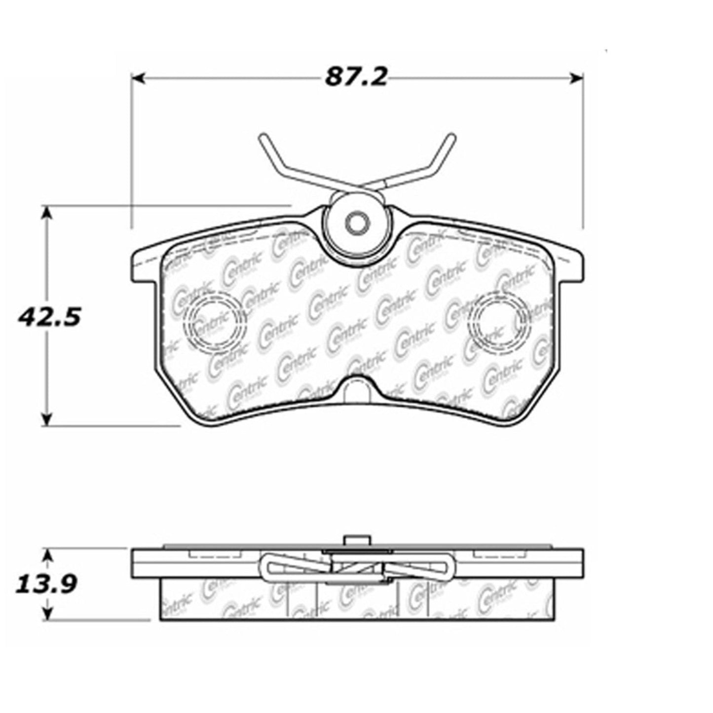 Centric Parts Disc Brake Pad Set Semi-Metallic with Posi Quiet for 2019-2014 Ford Fiesta 2007-2001 104.08860