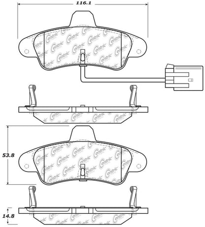 Centric Parts Disc Brake Pad Set Semi-Metallic with Posi Quiet for 1999-2002 Mercury Cougar 104.08990