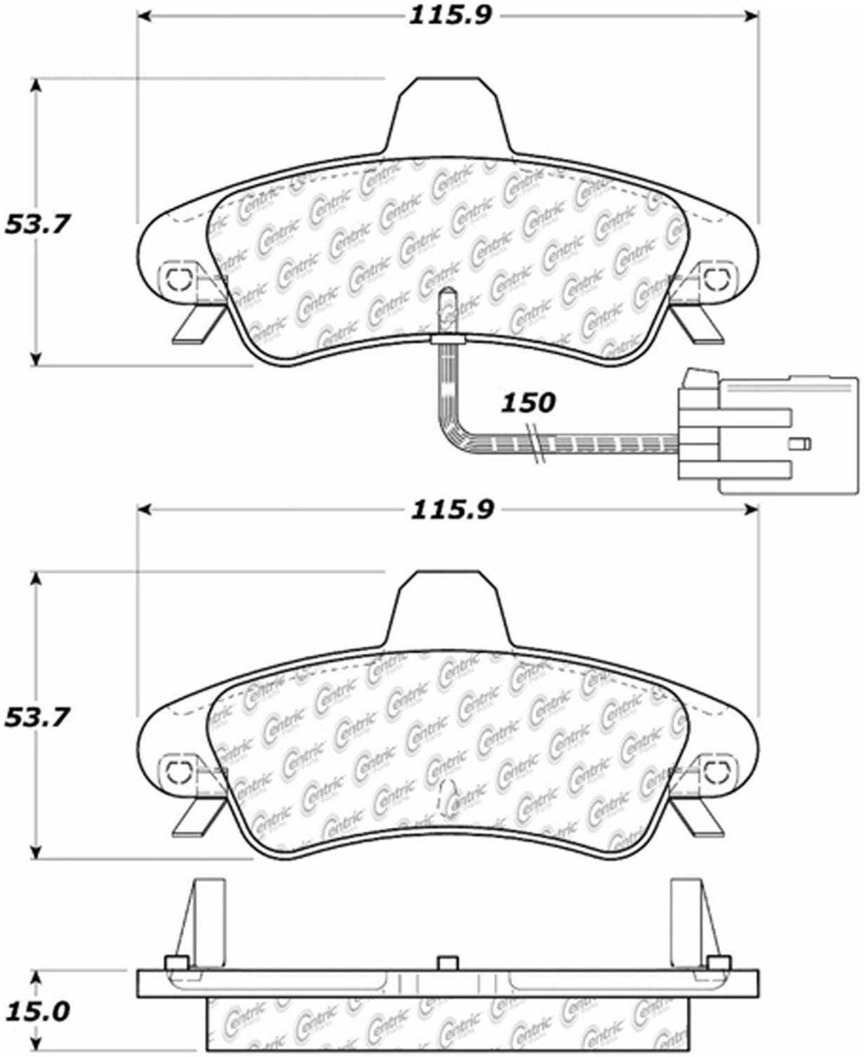 Centric Parts Disc Brake Pad Set Semi-Metallic with Posi Quiet for 1995-2000 Ford Contour 1995-2002 Mercury Cougar 1995-2000 Mystique 104.08991