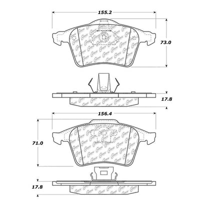 Centric Parts Disc Brake Pad Set Semi-Metallic with Posi Quiet for Mazda 3 2013-2007 Volvo C70 2013-2006 S40 2012-2004 V50 2011-2005 104.09152