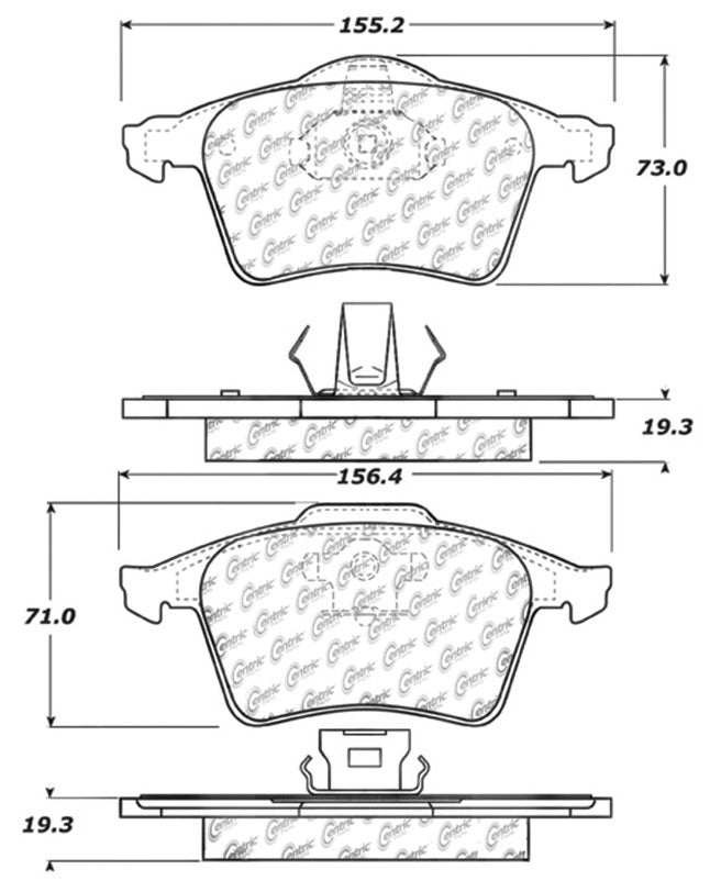 Centric Parts Disc Brake Pad Set Semi-Metallic with Posi Quiet for 2009-2011 Saab 9-3 104.09154