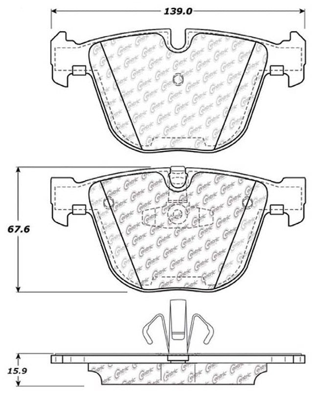 Centric Parts Disc Brake Pad Set Posi Quiet Semi-Metallic with Hardware for 2010-2017 BMW 535i GT