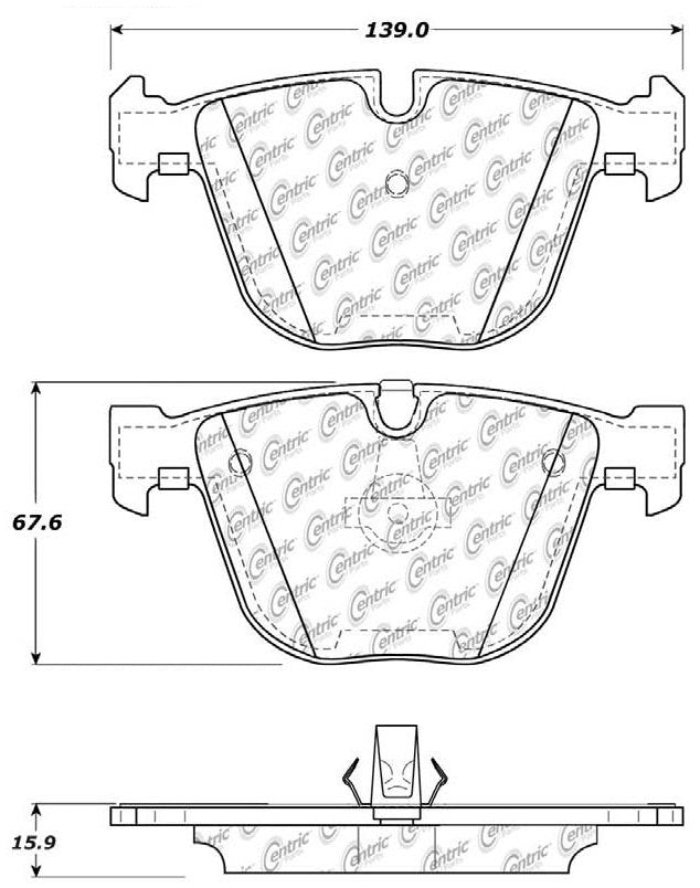 Centric Parts Disc Brake Pad Set Semi-Metallic Posi Quiet for BMW 650Ci 2006-2011, 760Li 2009, X5 2007-2018, X6 2008-2019 104.09193